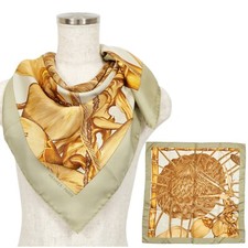 Hermes "Jardin Creole" Carre 90 Silk 100 Scarf Vintage Rare Cleaned