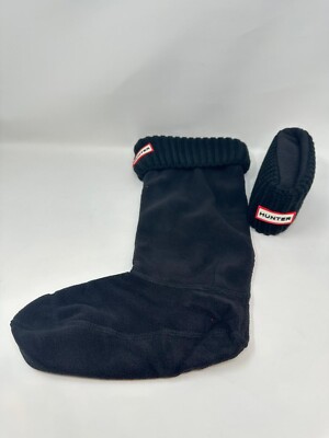 Hunter Half Cardigan Knitted Cuff Tall Boot Socks - L, Black (3004), I2(A1093T)