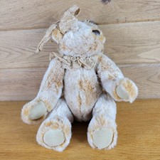 Vintage Dan Dee Collectors Choice Beige Plush Teddy Bear Lace Ribbon Bow 12"