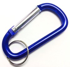 6pc 3" Aluminum Carabiner D-Ring Keychain Locking Spring Belt Clip Snap Hook BLU