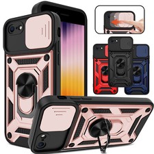 For iPhone SE 3rd 2022/2nd 2020/8/7 Case Silde Camera Kickstand Ring Hard Cover