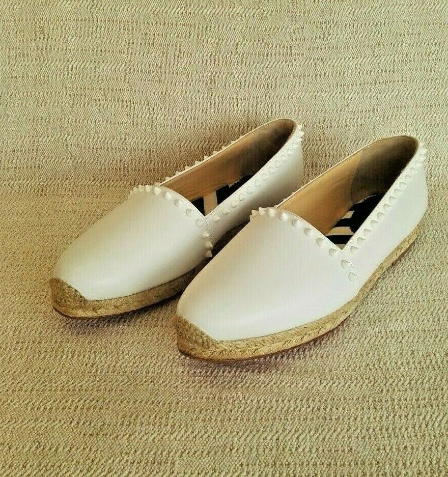 CHRISTIAN LOUBOUTIN ARES WHITE 41 11 LEATHER ESPADRILLES WOMAN SHOES SUMMER