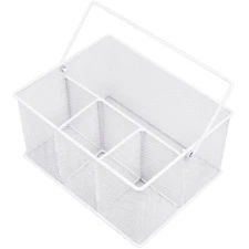 Utensil Caddy Multi-Purpose Steel Mesh Silverware Napkin Holder and Condiment