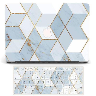 Fresh Blue Gold Marble Hard Case For Macbook M4 Pro 14 16 M3 Air 13 15 11 12 in