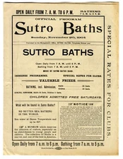 11/20/1904 SAN FRANCISCO SUTRO BATHS "GRAND AQUATIC EXHIBITION" ANTIQUE PROGRAM
