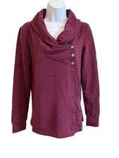Danskin Size S Burgundy Red Long Sleeve Knit Cardigan