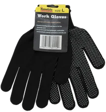 Black Knit Gloves with PVC Dots Large Assembly Delicate Items