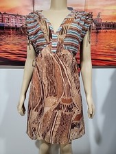 Doe & Rae Ruched Waist & Shoulder Size S Zigzag Modern Ladies Dress NWT #C