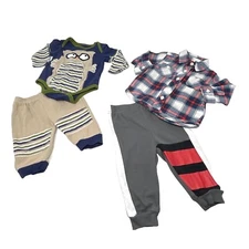 Baby Boy's-Sweatpants & Body Suit & Fleece Pants & Flannel Shirt - Size 3-6 M