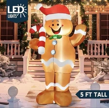 Syncfun 5FT Christmas Gingerbread Man Inflatable w/ LED Lights Xmas Decor