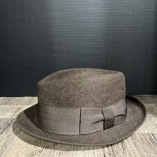 Vintage Dark Brown Stetson Royal Deluxe The Gun Club Fedora Size 7 1/4 58 cm 