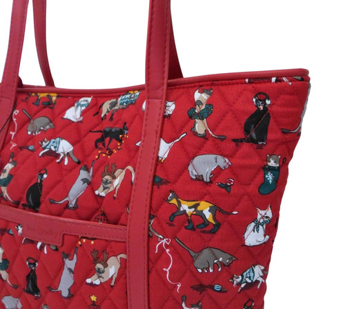 Neu Neu mit Etikett Vera Bradley Urlaub Katzen Kätzchen Weihnachten kleine getrimmte Beuteltasche Handtasche ROT - Bild 13 von 16