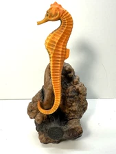 Vintage John Perry Orange Seahorse Sculpture Figurine