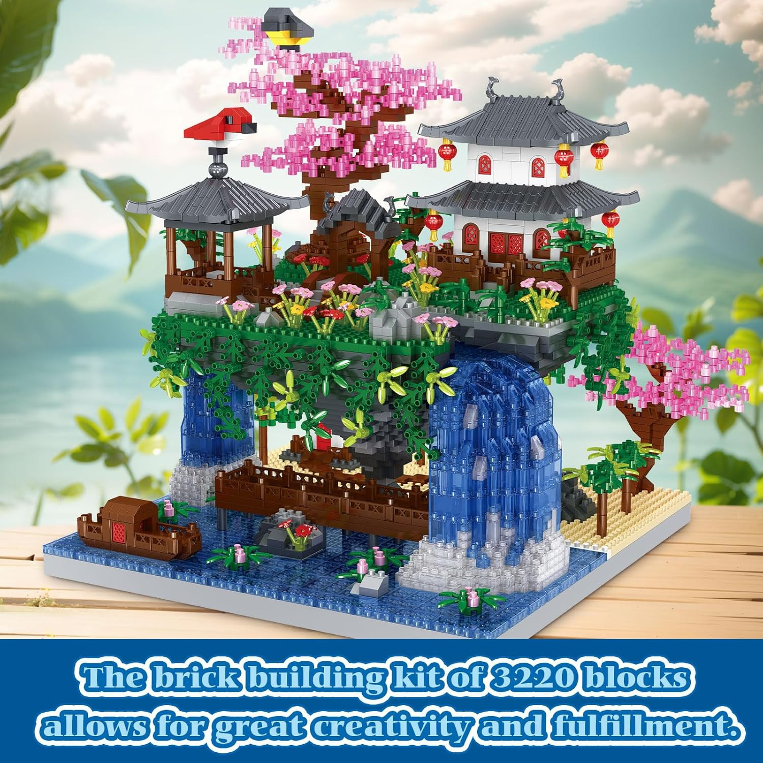 Cherry Blossom Tree Building Set 3220PCS Sakura House Bonsai Model Kit Gift