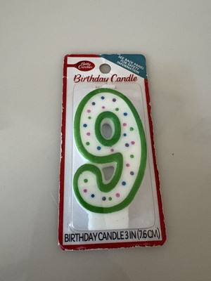 Birthday Candle Number 9 Sealed Green   Betty Crocker Candle 3 
