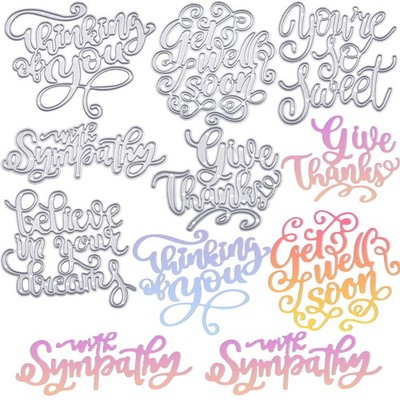 6 Pieces Metal Die Cuts Words for Card Making Embossing Word Cutting Dies Ins...