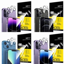 iPhone 12, and 14 Screen Protector Tempered Glass 8-Pack (4x Screen + 4x Camera)