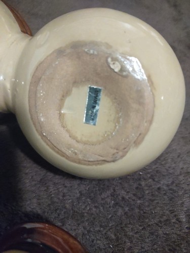 Brown & Tan Stoneware Double Crock Condiment Caddy w/ Lids in XLNT COND! - Picture 6 of 8