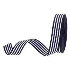 5/8"Navy and White Striped Grosgrain Ribbon, 10 Yard Polyester Stripe Ribbon