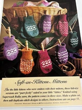 Soft as Kittens Mittens Knitting Pattern 3 Sizes Pages from Book