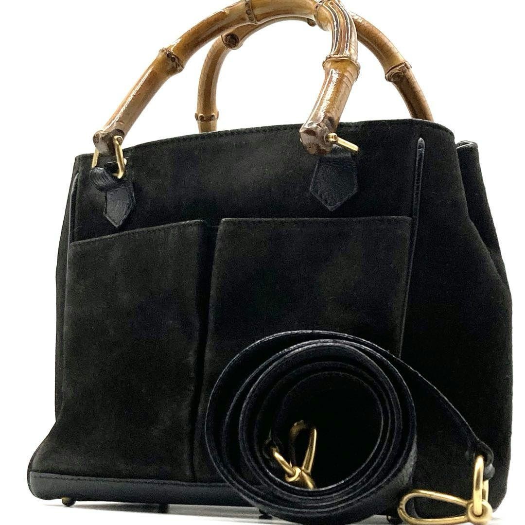 Gucci Mini Bamboo Suede 2-Way Shoulder Bag Handbag