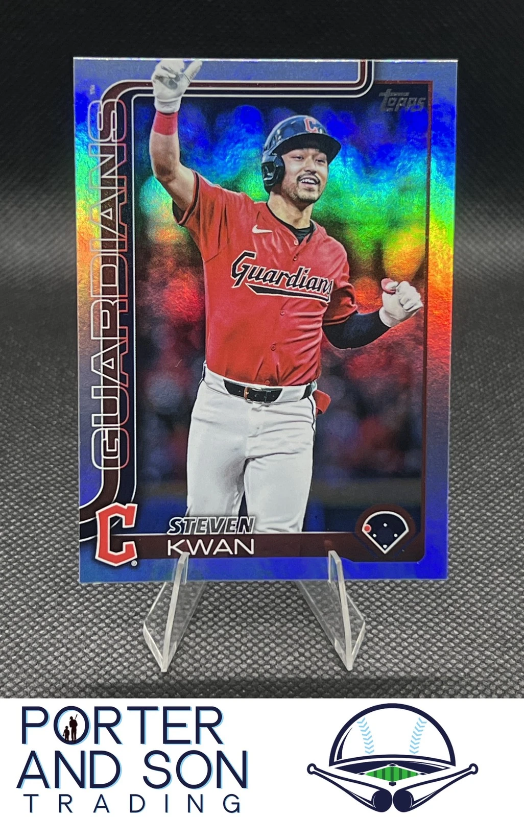 Steven Kwan Rainbow Foil 2025 Topps #682 Cleveland Guardians Baseball Card