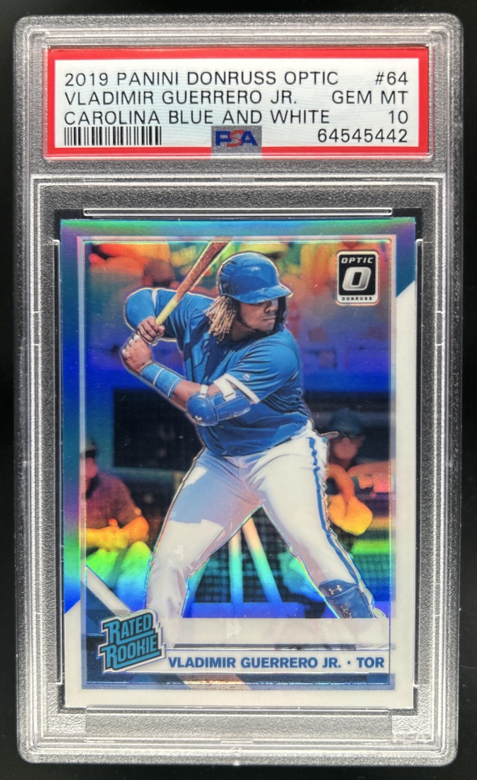 2019 Donruss Optic Vladimir Guerrero Jr. Carolina Blue/White Rookie #64 PSA 10