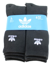 New ADIDAS Aeroready Size 8-12 6 Pairs Black with White Logo Men Crew Socks