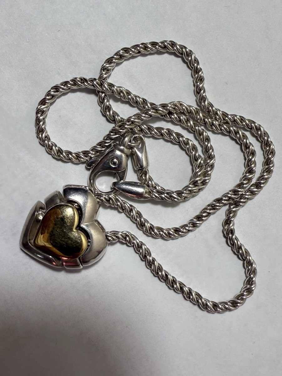 Tiffany & Co. Sterling Silver 925 .750 gold puzzle Heart Pendant