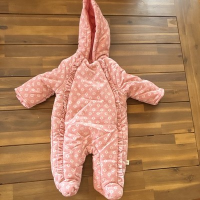 tiny kind Hooded Quilted Floral Zip Snowsuit Bunting Pink 0-3 Months