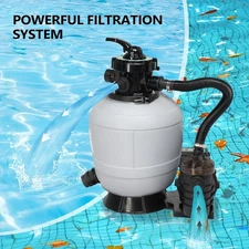 13" Sand Filter Above Ground 3/4HP Pool Pump 3435GPH Flow 6-Way Valve Portable