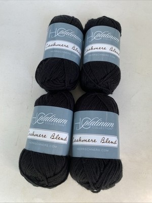 HC Platinum Cashmere / Wool Blend yarn LOT OF 4 Black 130 Yd Each #3 Light