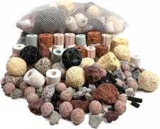 Biological Filter Media - Bio Balls Ceramic Rings Set with Mesh Bag for Aquarium