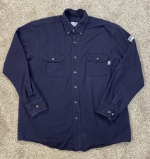 Tyndale FR Shirt Men s XL Blue Fire Resistant Button Down CAT2 Utility Work