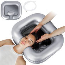 Inflatable Shampoo Basin, Portable Shampoo Bowl, Hair Washing Basin for Bedri...