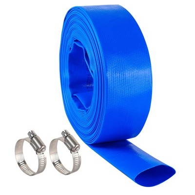 3 x 25 FT Pool Backwash Hose, Blue Heavy Duty Reinforced PVC Lay Flat Water Disc