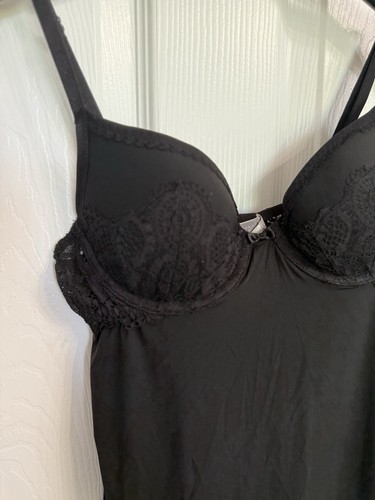Abito donna vintage Victoria's Secret intimo slip taglia 34B babydoll pizzo nero - Foto 2 di 6