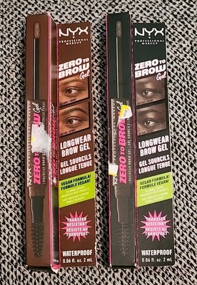 2 NYX PROFESSIONAL MAKEUP Zero to Brow, Longwear Eyebrow Gel, Chocolate & Black 
