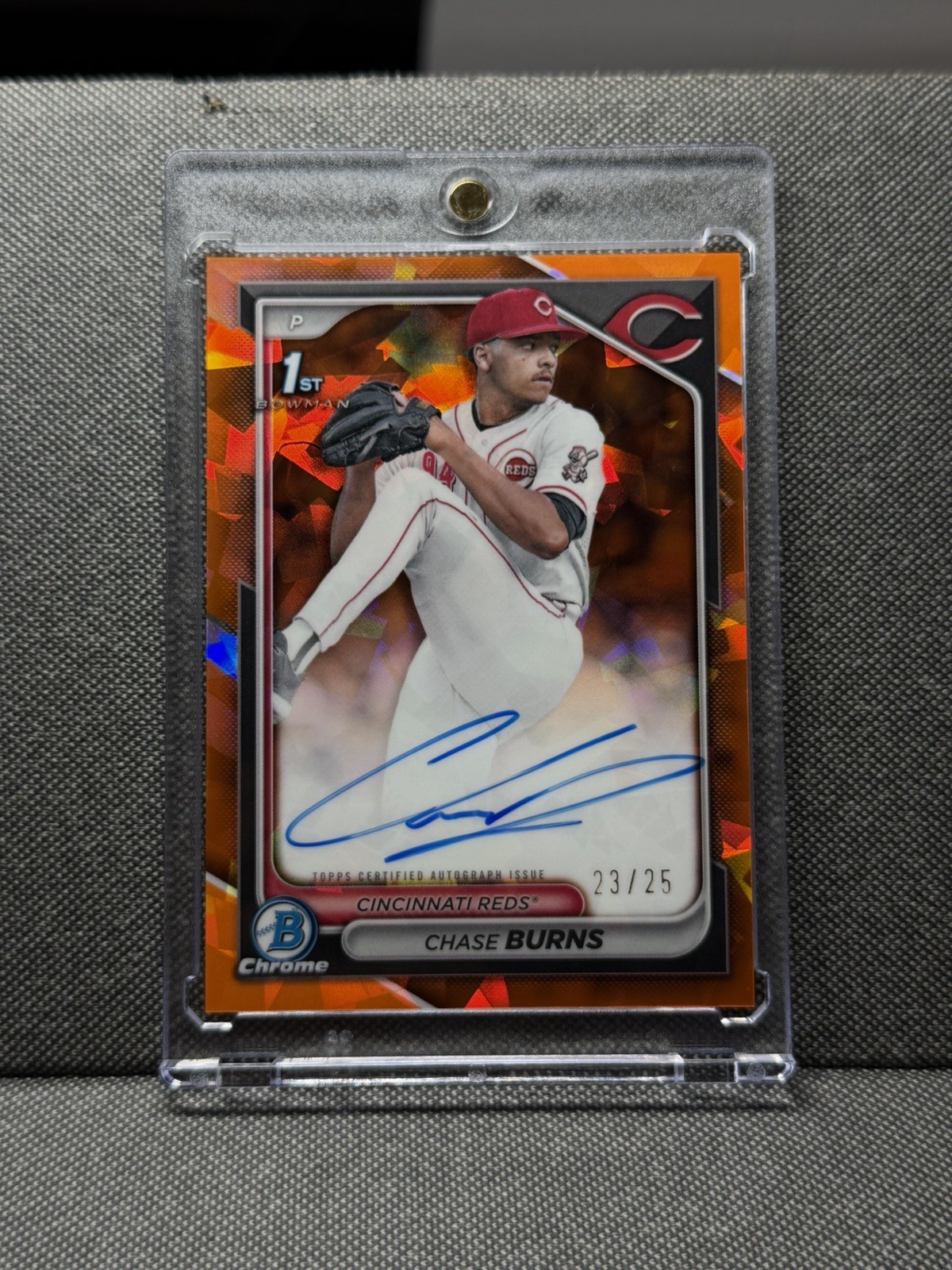 2024 Bowman Sapphire Chase Burns Orange Auto /25 🔥 First Bowman Rookie Auto
