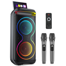 Large Bluetooth Party Speaker Mic DJ Lights PA Karaoke Speaker Outdoor T20-T