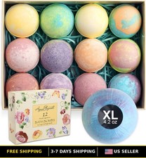 12 Large Flower Scented Bath Bombs Gift Set - Natural Colorful
