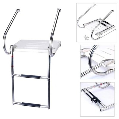 2 Step Boat Ladder, 316 Stainless Steel Swim Fiberglass Pontoon Boat Ladder -