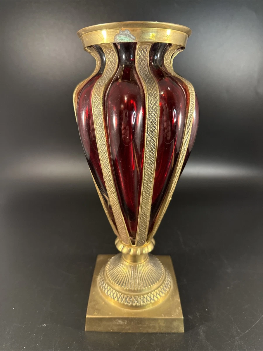 ART DECO Style ガラス 金属 花瓶　Vintage Glass Original Red Collectible Vases for sale | eBay