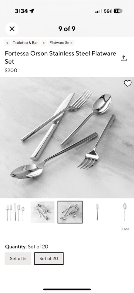 Orson Acero Inoxidable 18/10, Juego de Cubiertos 20 Piezas (Servicio para 4), Plateado Foto 4 de 4