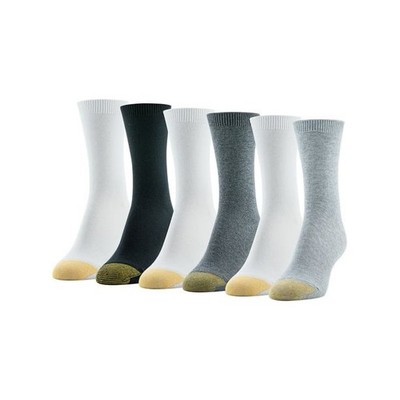 New! GOLDTOE EDITION Women s Modern Mid Crew Socks 6 Pack. Shoe Size 6-9.