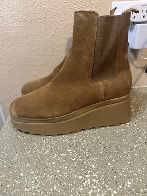 NEW Calvin Klein Women's Nevia Chelsea Wedge Ankle Boot - Cognac Suede - 10