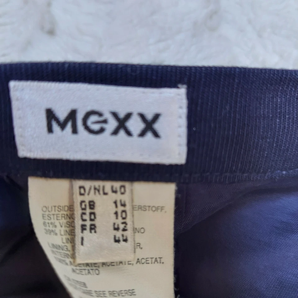 Falda lápiz Mexx para mujer talla 40 viscosa mezcla lino totalmente forrada azul marino Foto 3 de 4