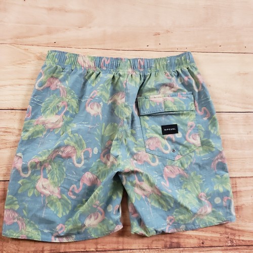 RVCA Board Shorts Men Small Blue Outdoor Swim Trunks Surf Surfing Flamingo Adult - Picture 9 of 10
