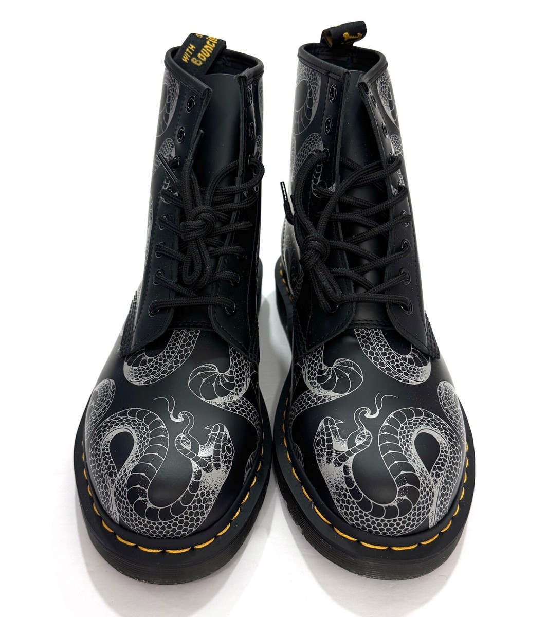 Dr. Martens 1460 Wild Serpent Smooth black Leather Boots Snake