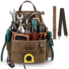 Carpenter Construction Tool Belt Pouch 11 Pockets Utility Waist Bag Crossdody